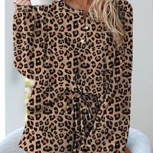 Women Homewear Sets Casual Long Sleeve Loose Button Top And Shorts Print Two Piece Pajamas Women's Suit 2023 Autumn Set